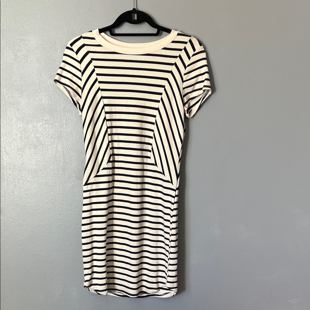 Montreau Women’s Striped Nautical Short Sleeve Mini Geometric PatternDressLarge